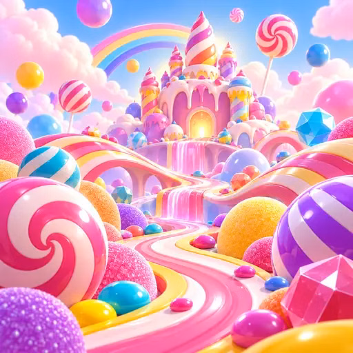 Ilustración de un paisaje de dulces